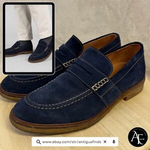 Clarks Artisan Mens Navy Blue Suede Penny Loafers Moc Toe Shoes Sz. 10 261317547